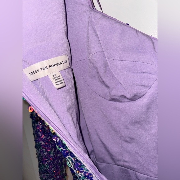 NWOT Dress The Population Danica Sequin Long Sleeve Body-Con Minidress Sz XS - Picture 6 of 7